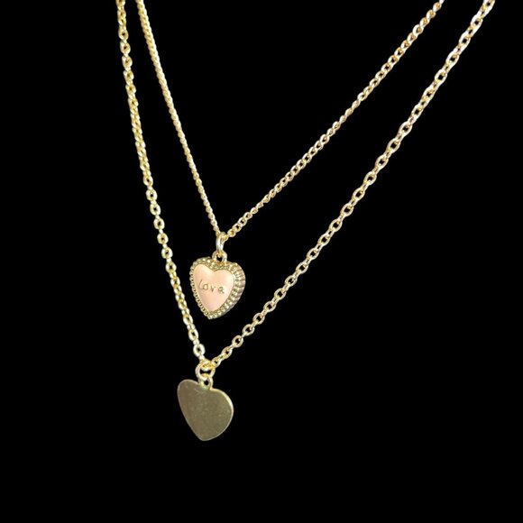 Isaac Mizrahi Gold Layered Heart Pendant Necklace/Earring Set Love Charm Dainty - Picture 6 of 10